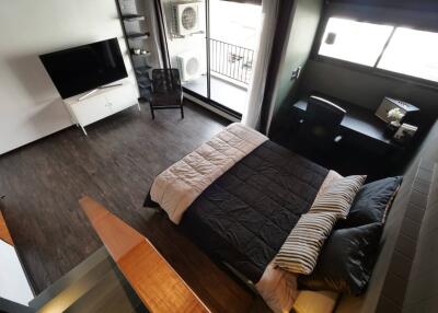 Modern bedroom with a balcony