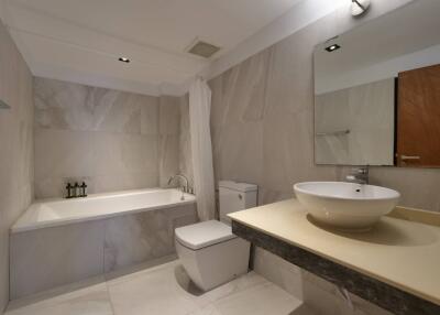 Modern bathroom with bathtub and sink