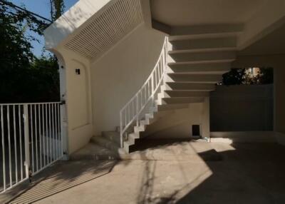 Exterior staircase leading up to a building