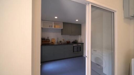 Modern kitchen with grey cabinetry