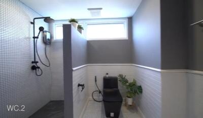 Modern bathroom with shower and toilet