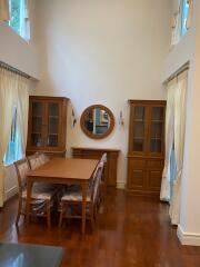 Dining area with wooden furniture