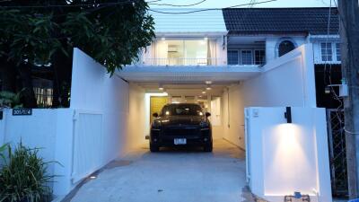 front view of a modern house with garage