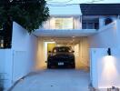 front view of a modern house with garage