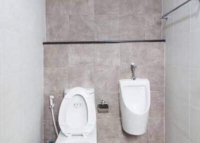 Modern bathroom with toilet and urinal