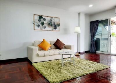 Cozy living room with a sofa and a coffee table