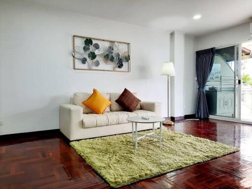 Cozy living room with a sofa and a coffee table