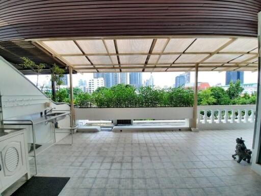 Spacious outdoor terrace with city view