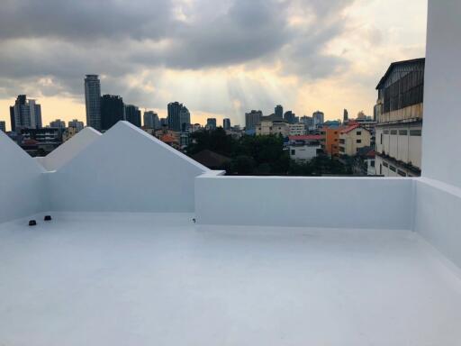 Rooftop balcony with city view