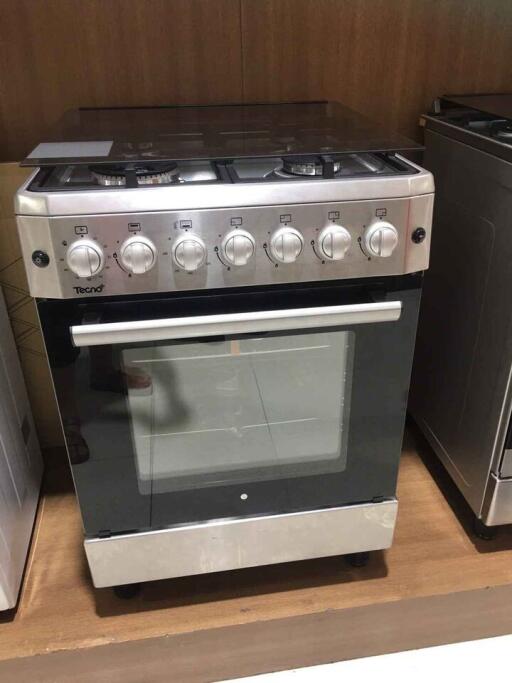 Modern freestanding stove with oven in a kitchen