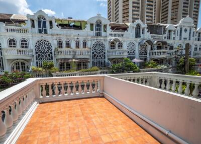 Spacious balcony with city view