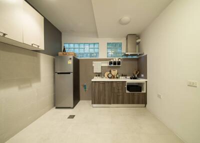 Modern kitchen with stainless steel appliances