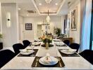 Elegant dining room with a modern table setting