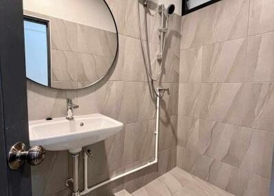 Modern bathroom with walk-in shower