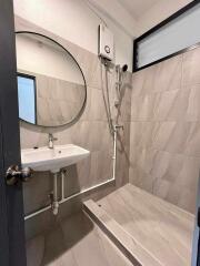 Modern bathroom with walk-in shower