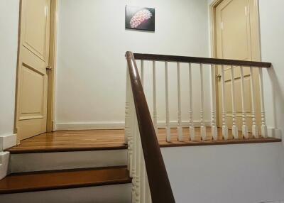 Interior staircase with wooden steps and railing