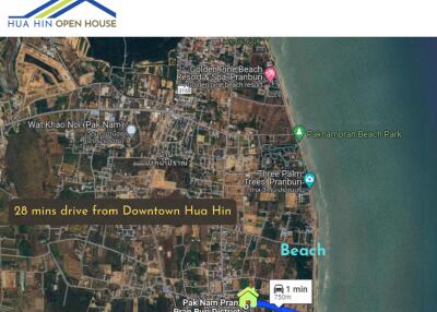 Map showing proximity to the beach and landmarks in Hua Hin