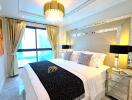 Luxurious bedroom with elegant decor and a view