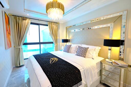 Luxurious bedroom with elegant decor and a view