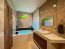 Modern bathroom with bathtub and sink