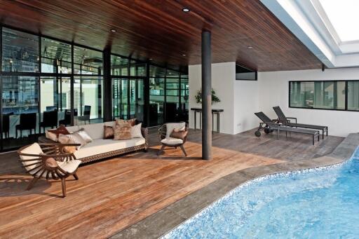 modern outdoor living space with pool