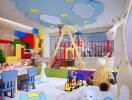 Children's playroom with toys and play structures