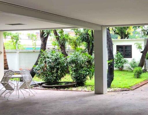 Covered patio with garden view