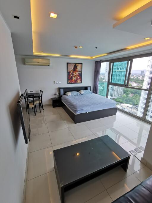 modern bedroom with city view