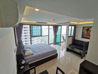 Modern bedroom with a sea view