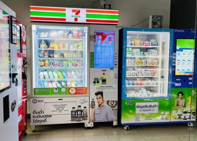 Vending area with various machines offering different products