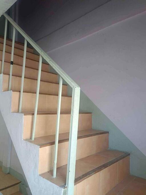 Indoor staircase with handrail