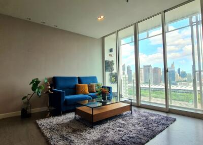 Spacious living room with city view