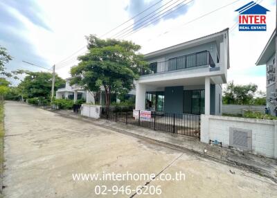 Front view of a modern two-story house