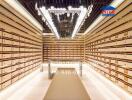 Spacious and organized storage room with well-lit shelving