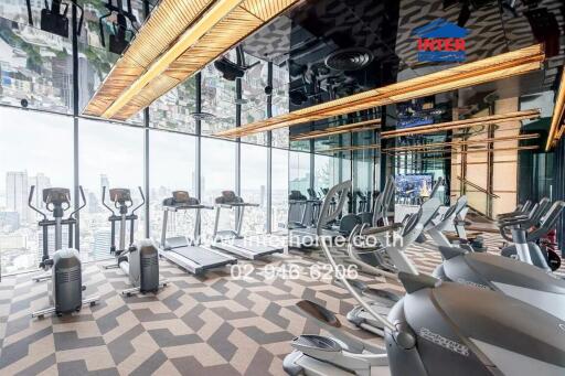 Modern gym with a panoramic city view