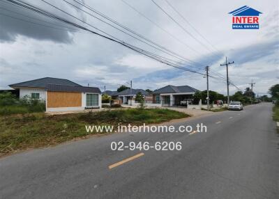 Residential street with modern houses