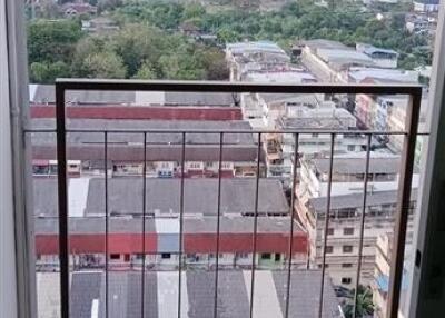 Balcony with railing and city view