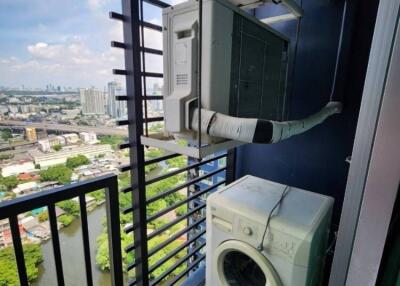 Balcony with a view and laundry setup