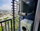 Balcony with a view and laundry setup