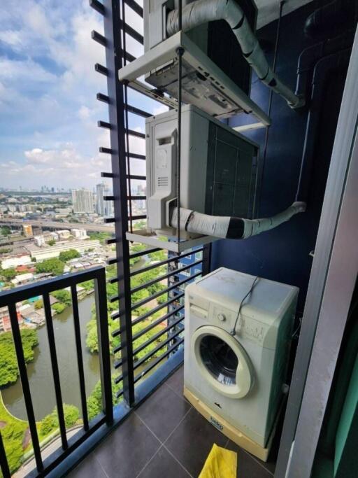 Balcony with a view and laundry setup