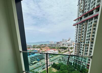 View of cityscape from balcony