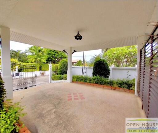 Covered outdoor area with garden view