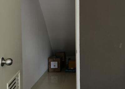 Small storage room with various boxes