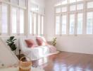 Bright living room with large windows and natural light