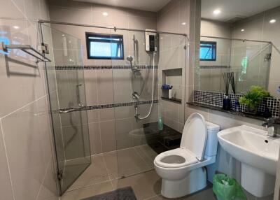 Modern bathroom with shower and toilet