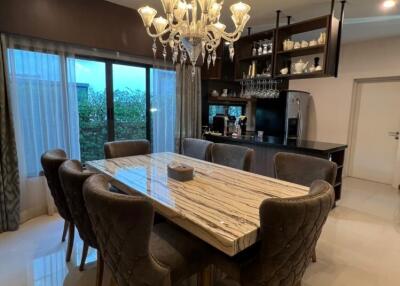 Elegant dining room with a luxurious chandelier