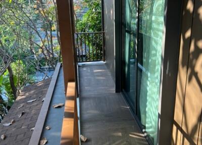 Balcony with sliding glass door