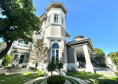 Exterior view of the house with a unique architectural design