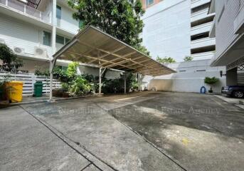 Covered parking area in a residential complex