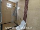 Modern bathroom with shower and toilet